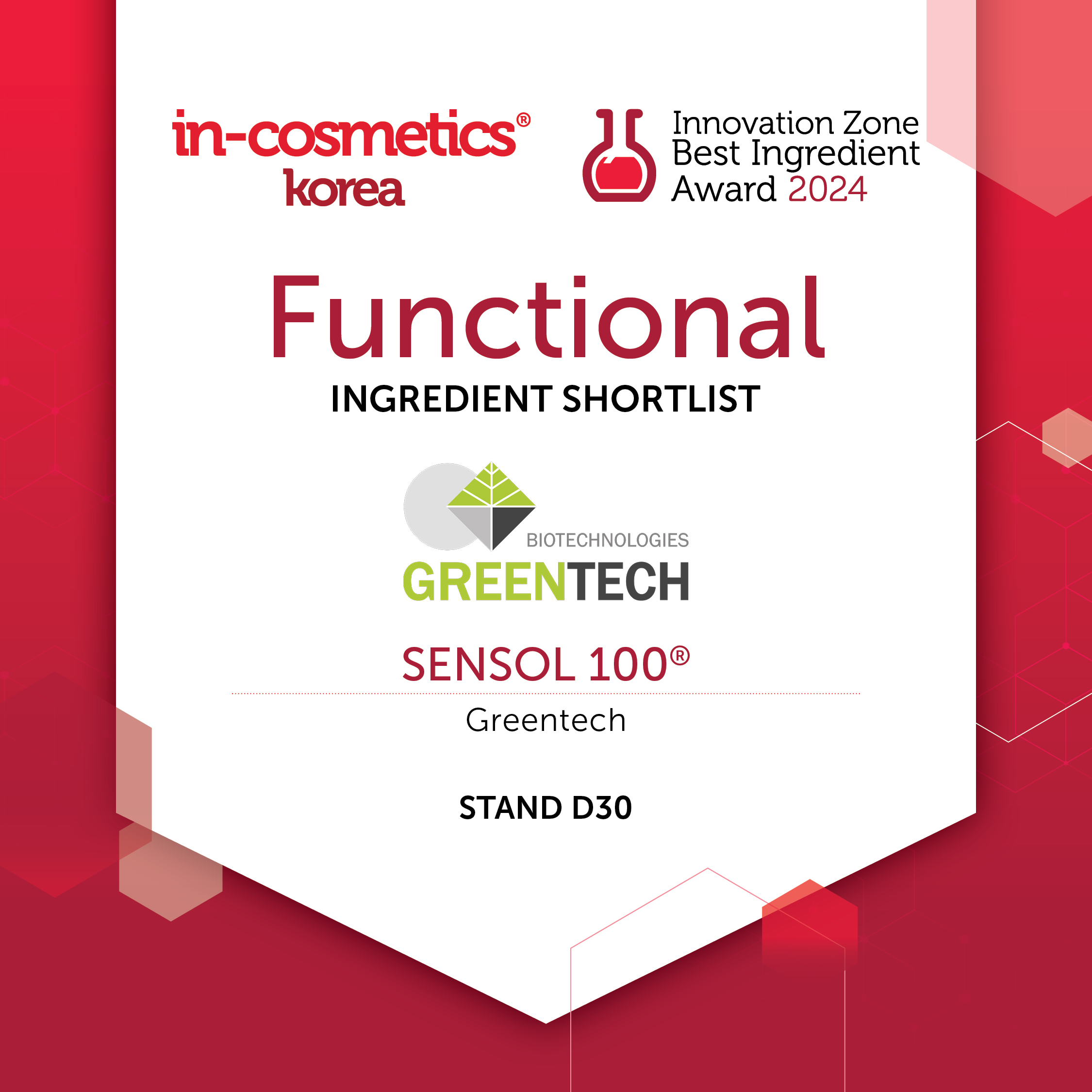 Greentech short-listed for the In-Cosmetics Korea Innovation Awards